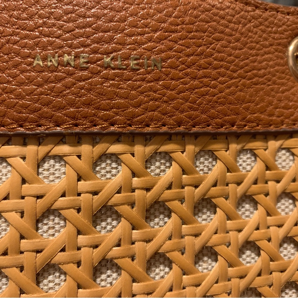 Brown Rattan Caning Woven Faux Leather Tote Bag - Picture 5 of 9